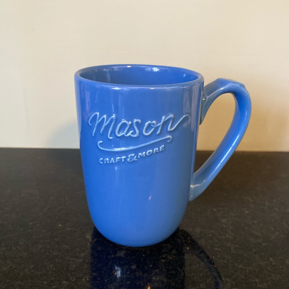 Mason Jar style coffee mug in blue